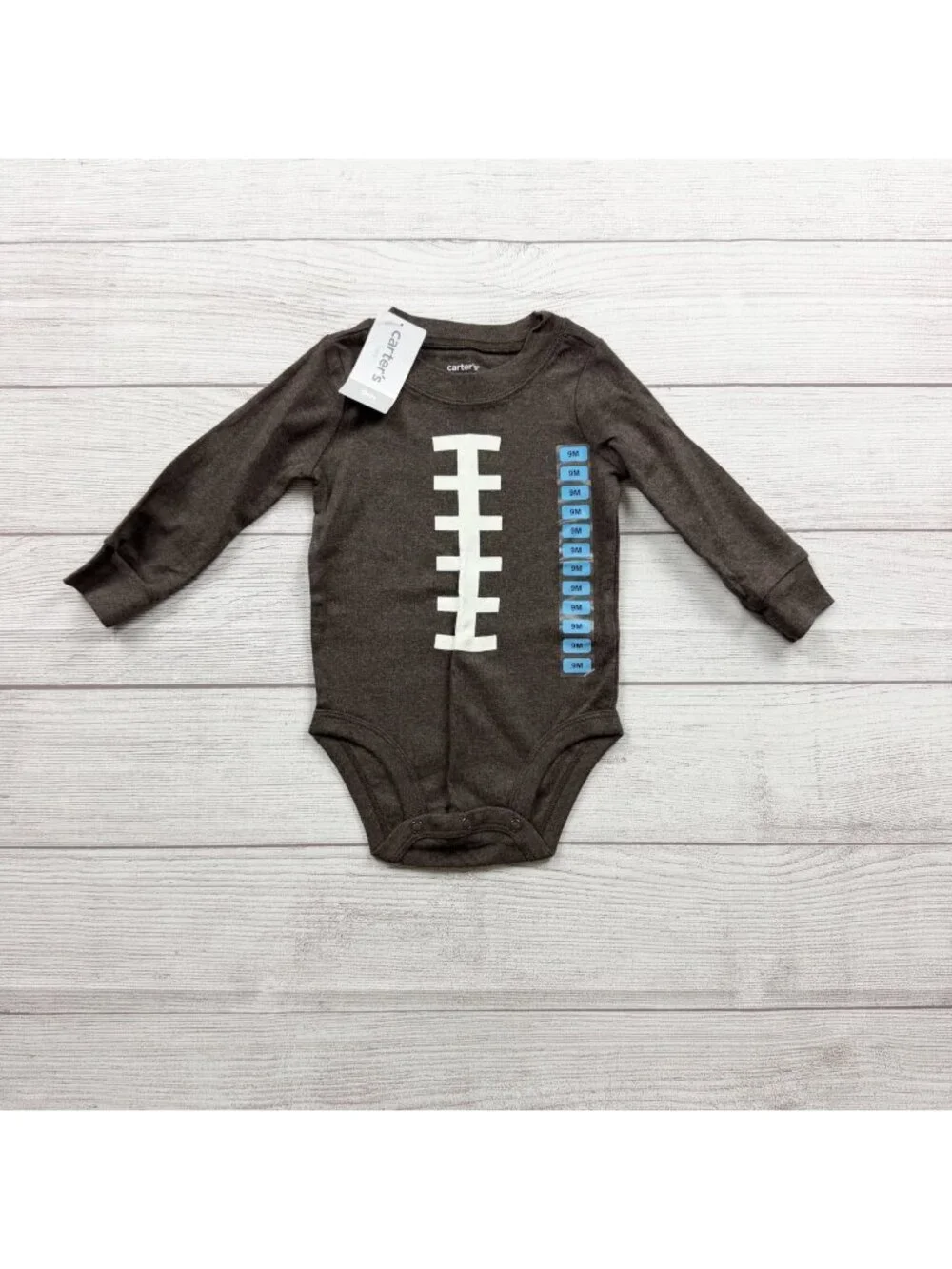 Carter's Baby Long Sleeve Football Graphic Bodysuit Brown NWT 6-9 Months